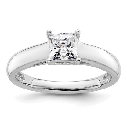 0.75ct. CZ Solid Real 14k White Gold Square Solitaire Engagement Ring