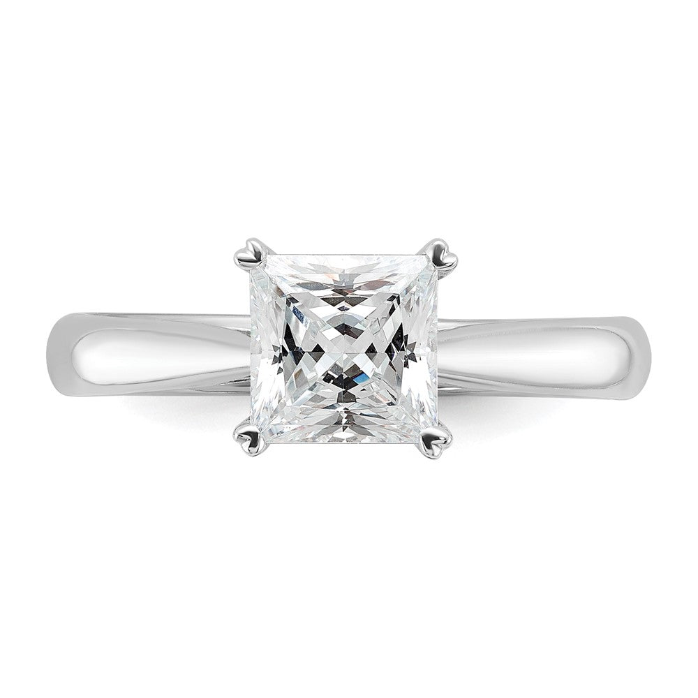 0.33ct. CZ Solid Real 14k White Gold Square Solitaire Engagement Ring