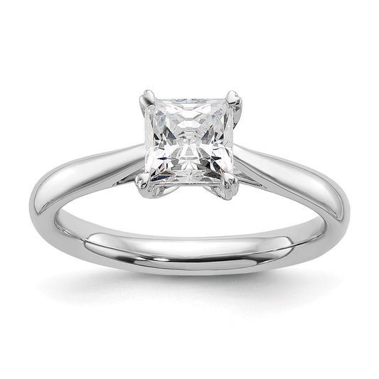 0.50ct. CZ Solid Real 14k White Gold Square Solitaire Engagement Ring