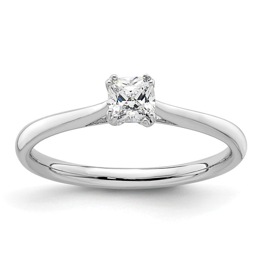 0.33ct. CZ Solid Real 14k White Gold Square Solitaire Engagement Ring