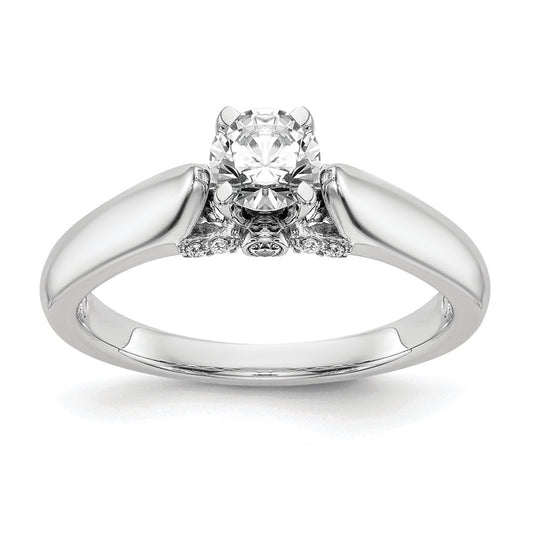 0.07ct. CZ Solid Real 14K White Gold Peg Set Engagement Ring
