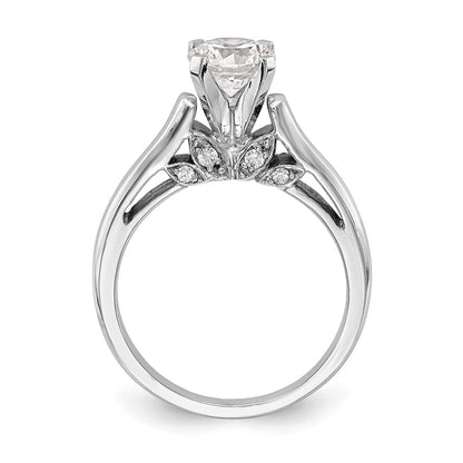 0.10ct. CZ Solid Real 14K White Gold Peg Set Solitaire Engagement Ring
