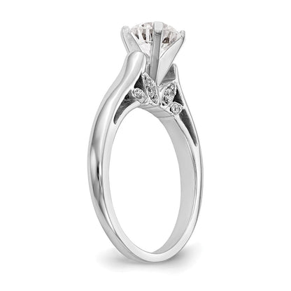 0.10ct. CZ Solid Real 14K White Gold Peg Set Solitaire Engagement Ring