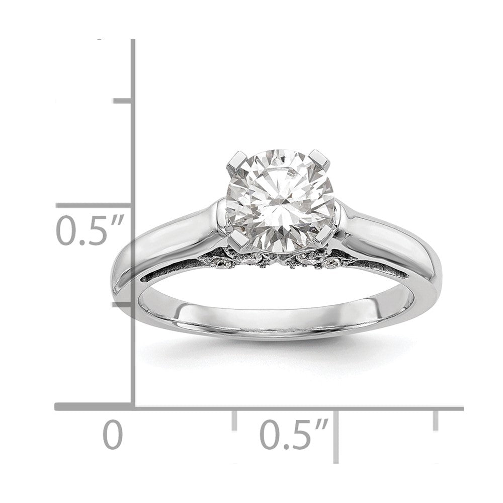 0.10ct. CZ Solid Real 14K White Gold Peg Set Solitaire Engagement Ring