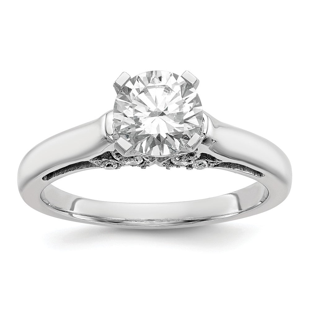 0.10ct. CZ Solid Real 14K White Gold Peg Set Solitaire Engagement Ring