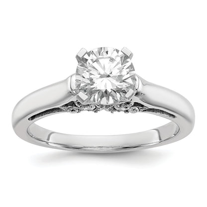 0.10ct. CZ Solid Real 14K White Gold Peg Set Solitaire Engagement Ring