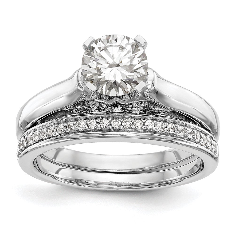 0.10ct. CZ Solid Real 14K White Gold Peg Set Solitaire Engagement Ring Engagement Ring