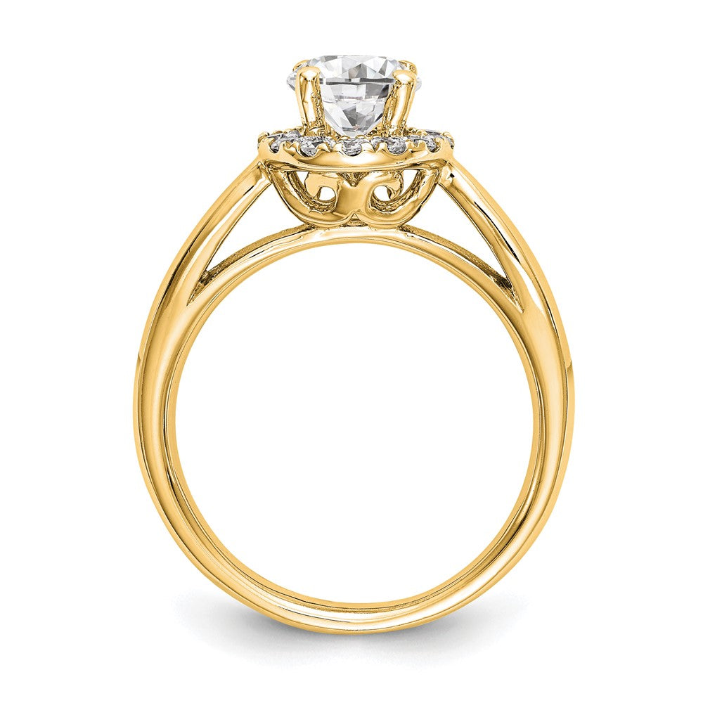 14K Yellow Gold Round Halo Diamond Semi Mount Engagement Ring