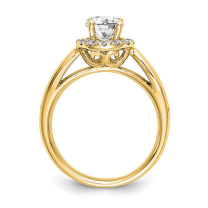 14K Yellow Gold Round Halo Diamond Semi Mount Engagement Ring