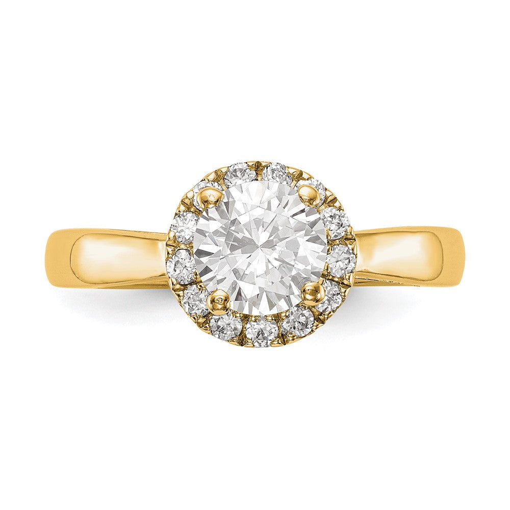 14K Yellow Gold Round Halo Diamond Semi Mount Engagement Ring