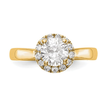 14K Yellow Gold Round Halo Diamond Semi Mount Engagement Ring