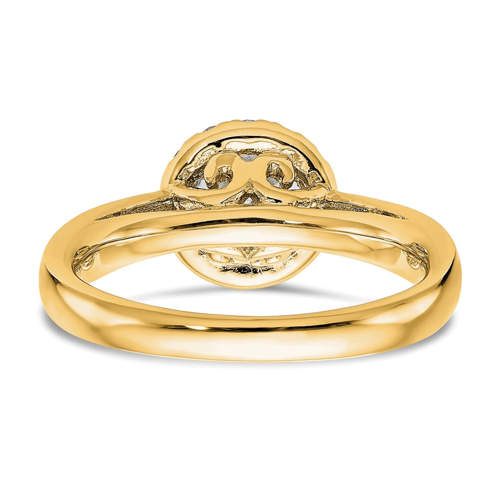 14K Yellow Gold Round Halo Diamond Semi Mount Engagement Ring