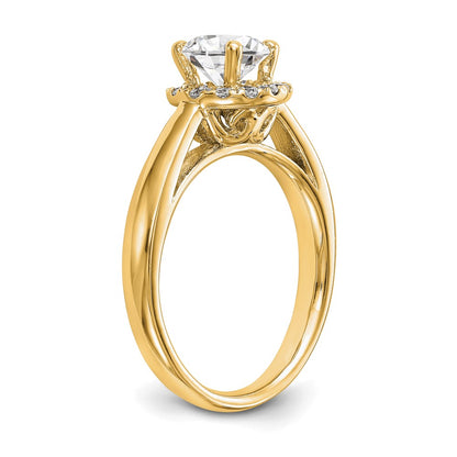 14K Yellow Gold Round Halo Diamond Semi Mount Engagement Ring