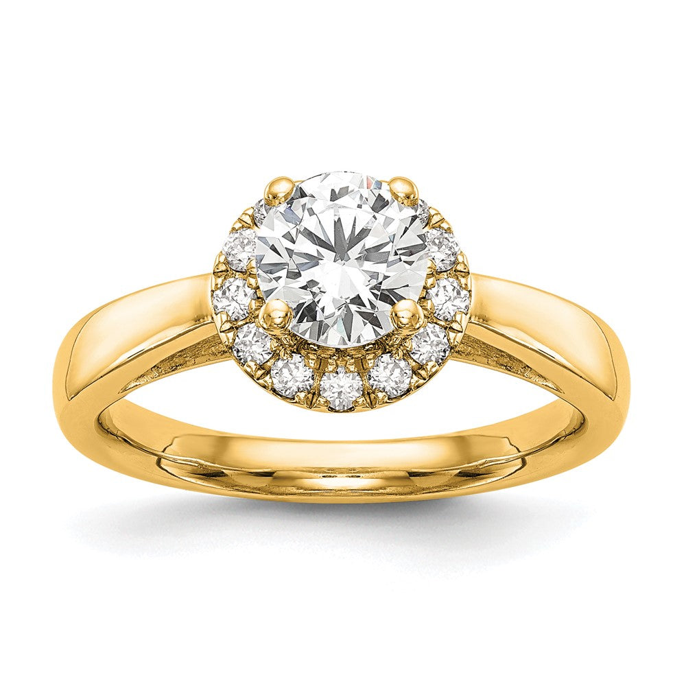 14K Yellow Gold Round Halo Diamond Semi Mount Engagement Ring