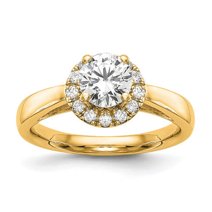 14K Yellow Gold Round Halo Diamond Semi Mount Engagement Ring
