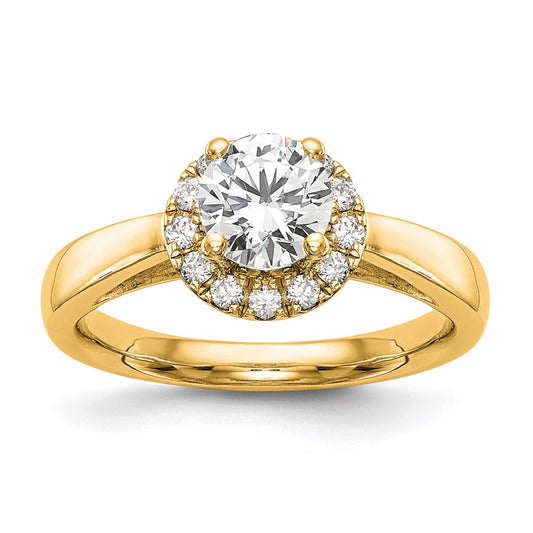 14K Yellow Gold Round Halo Diamond Semi Mount Engagement Ring