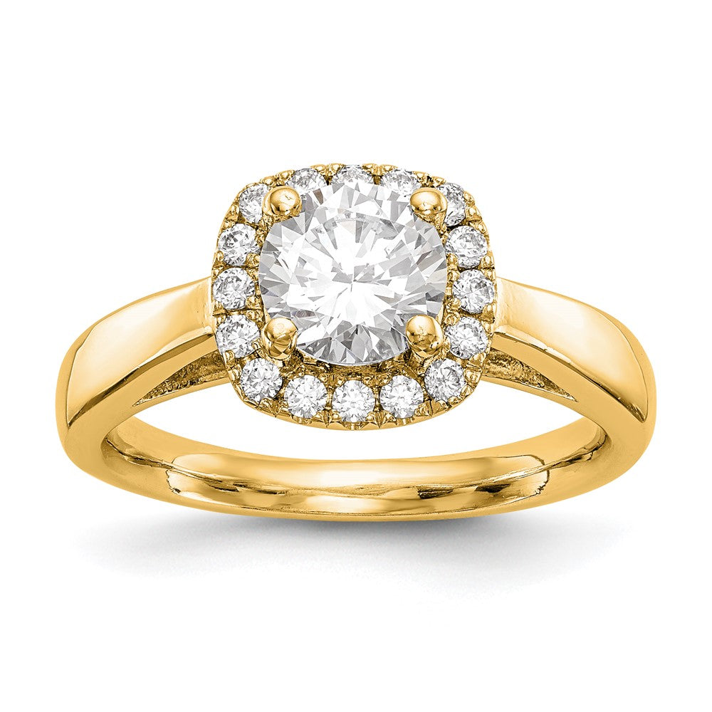 14K Yellow Gold Round Halo Diamond Semi Mount Engagement Ring