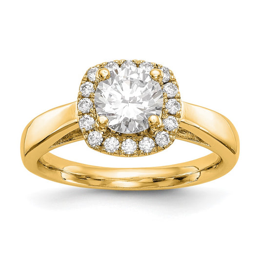 14K Yellow Gold Round Halo Diamond Semi Mount Engagement Ring