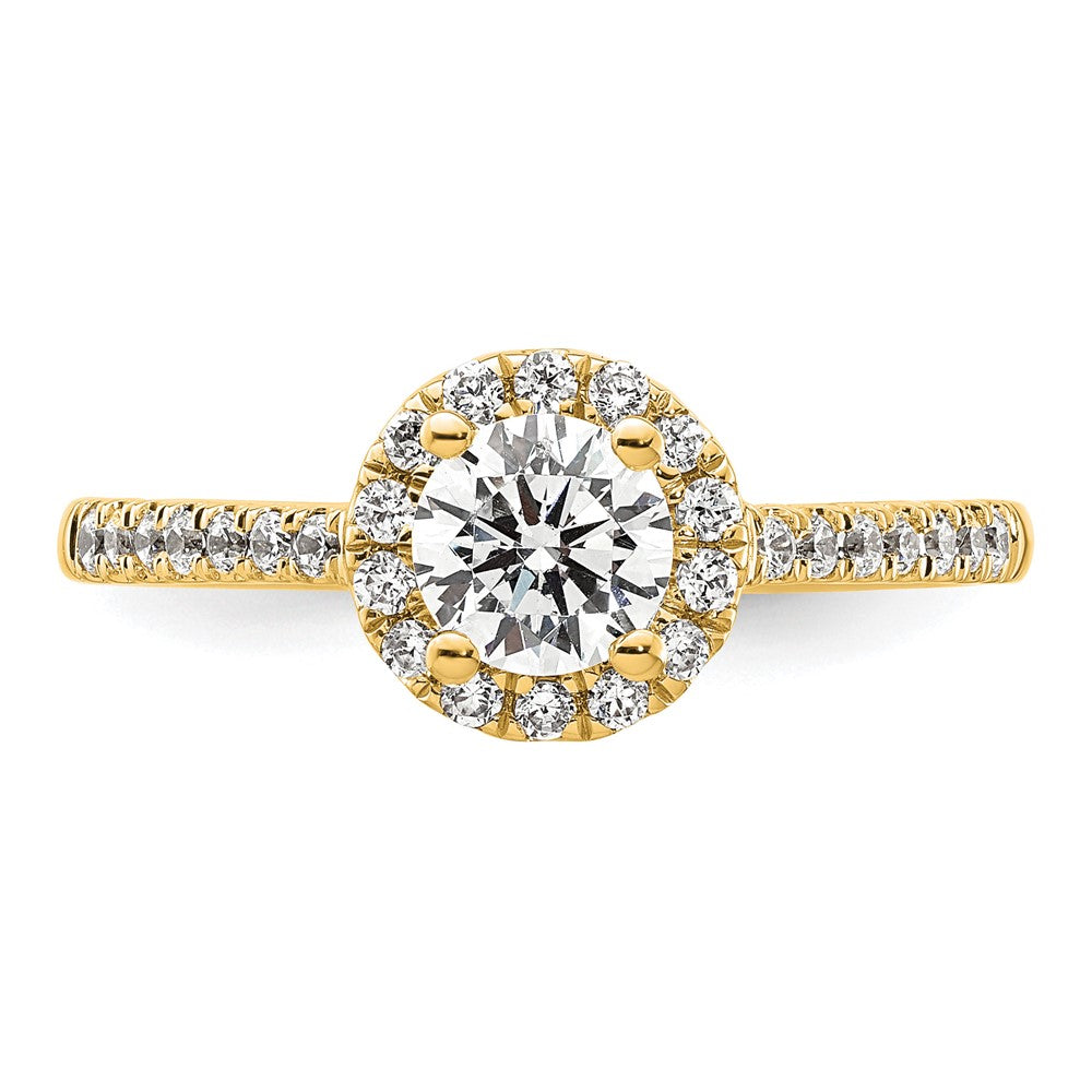 14k Yellow Gold 3/4 Ct. Lab Grown Diamond VS/SI+ G+ Halo Engagement Ring