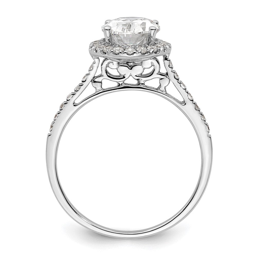 1/3 Ct. Natural Diamond Semi-mount Oval Halo Engagement Ring in 14K White Gold