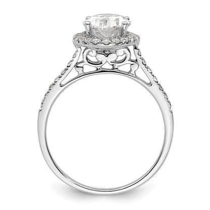 1/3 Ct. Natural Diamond Semi-mount Oval Halo Engagement Ring in 14K White Gold