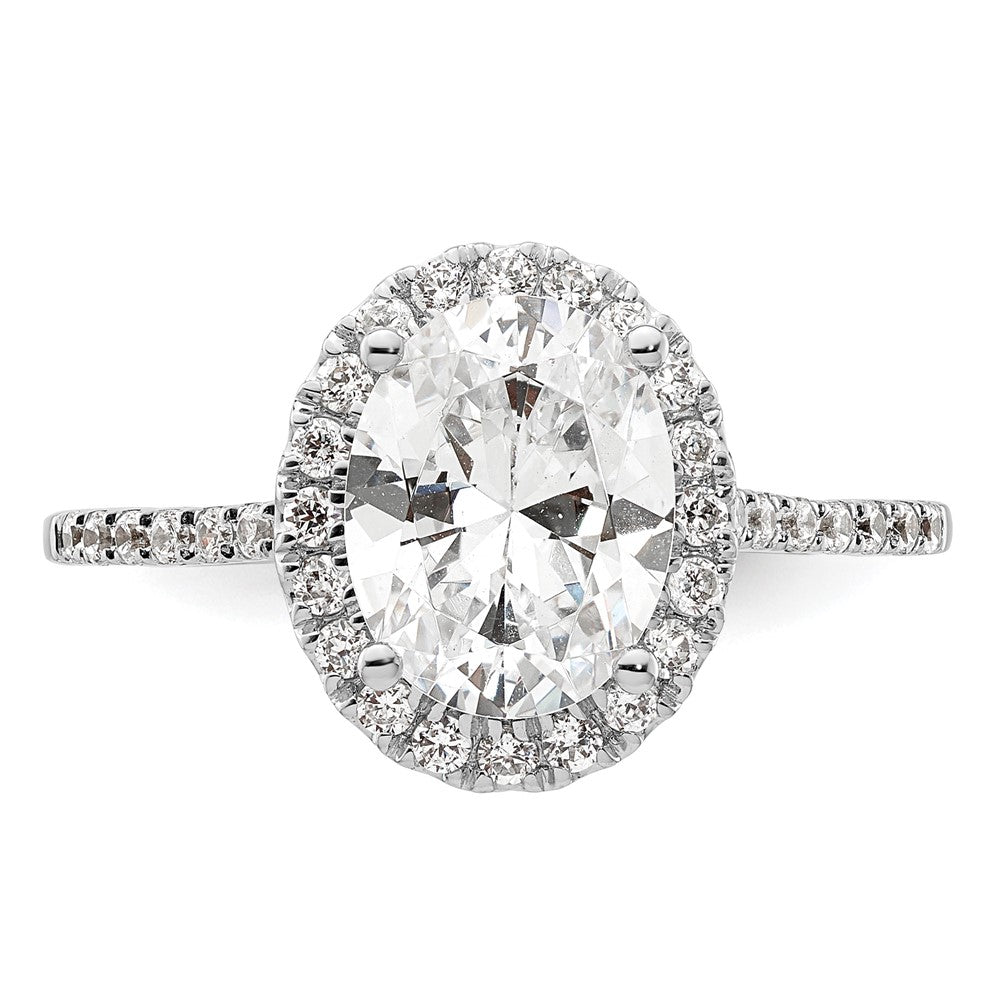 1/3 Ct. Natural Diamond Semi-mount Oval Halo Engagement Ring in 14K White Gold