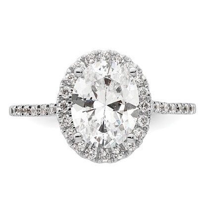 1/3 Ct. Natural Diamond Semi-mount Oval Halo Engagement Ring in 14K White Gold