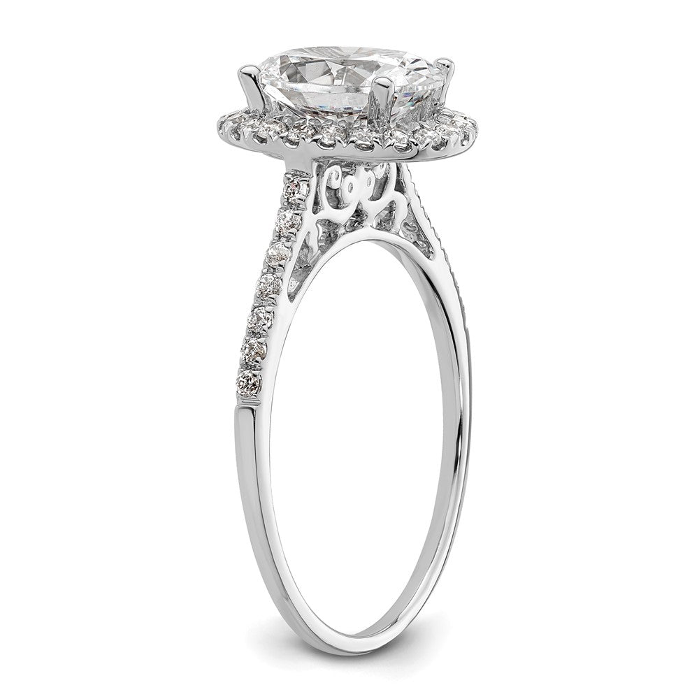 1/3 Ct. Natural Diamond Semi-mount Oval Halo Engagement Ring in 14K White Gold