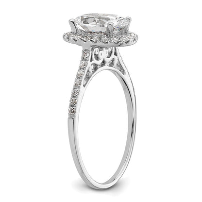 1/3 Ct. Natural Diamond Semi-mount Oval Halo Engagement Ring in 14K White Gold