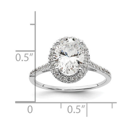 1/3 Ct. Natural Diamond Semi-mount Oval Halo Engagement Ring in 14K White Gold