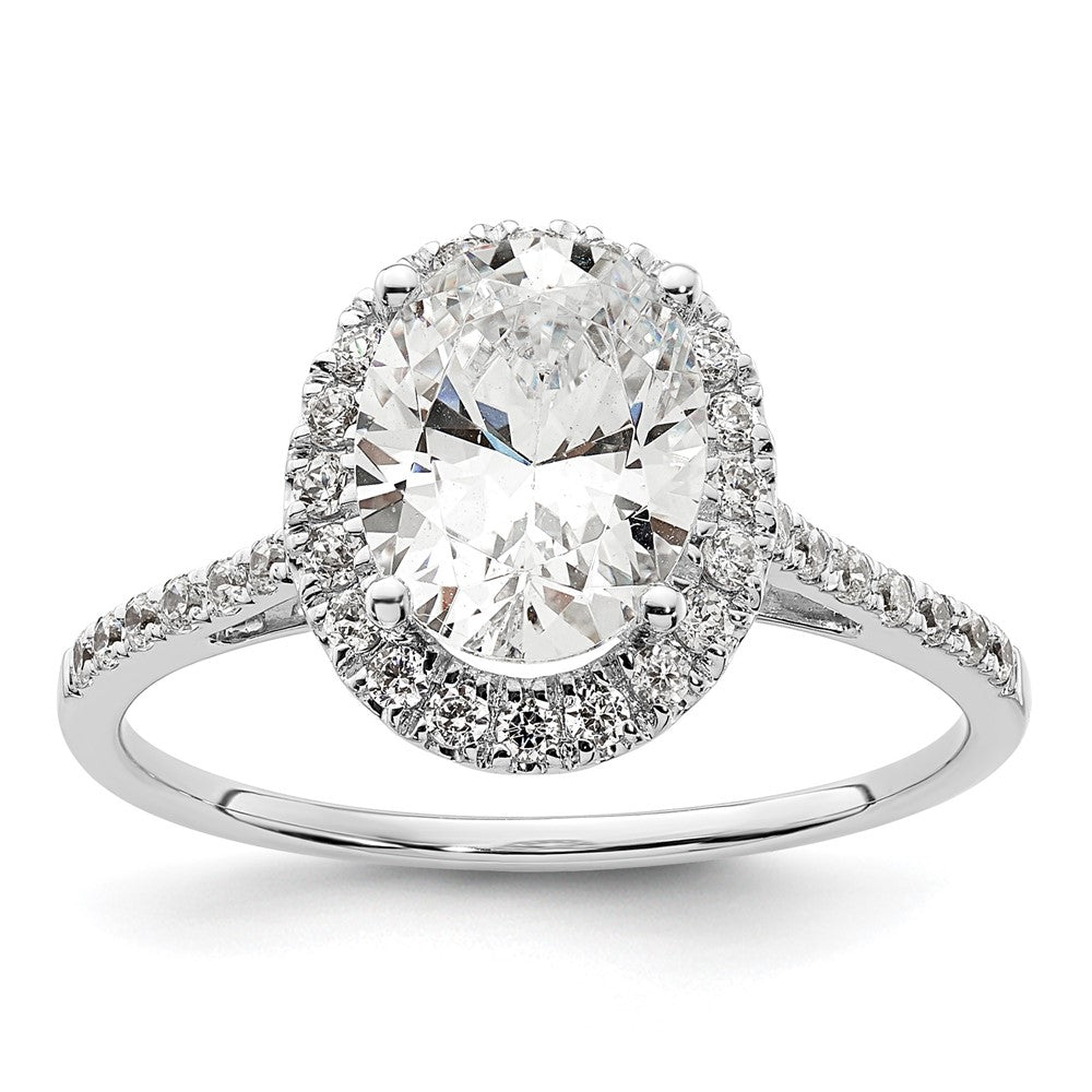 1/3 Ct. Natural Diamond Semi-mount Oval Halo Engagement Ring in 14K White Gold