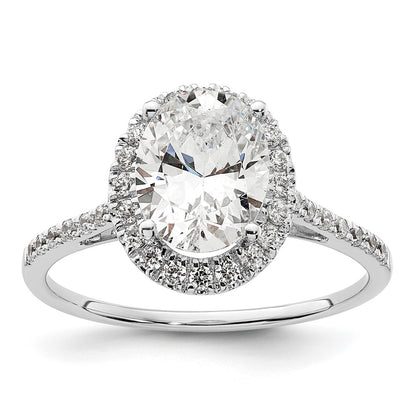 1/3 Ct. Natural Diamond Semi-mount Oval Halo Engagement Ring in 14K White Gold