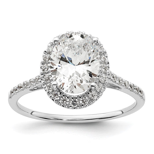 1/3 Ct. Natural Diamond Semi-mount Oval Halo Engagement Ring in 14K White Gold