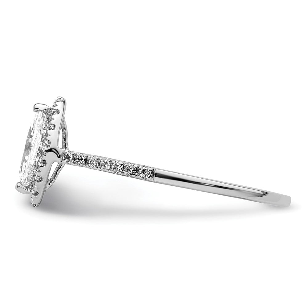 0.33ct. CZ Solid Real 14K White Gold Marquise Halo Engagement Ring