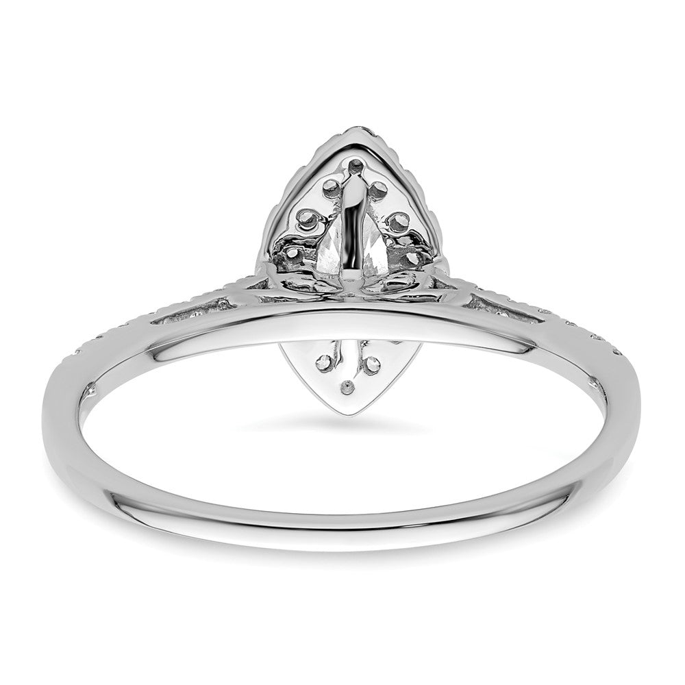 0.33ct. CZ Solid Real 14K White Gold Marquise Halo Engagement Ring