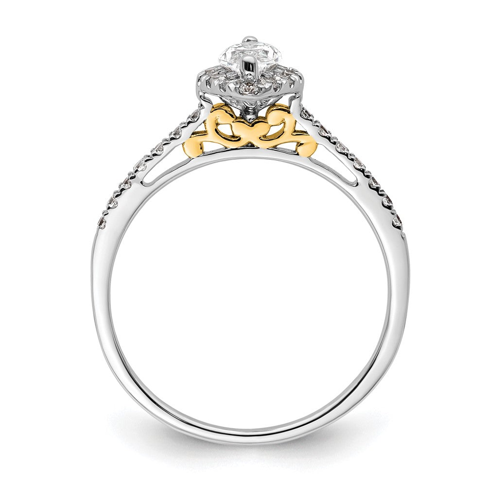 0.33ct. CZ Solid Real 14ktt Marquise Halo Engagement Ring