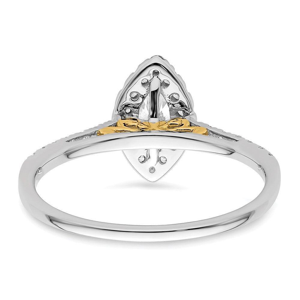 0.33ct. CZ Solid Real 14ktt Marquise Halo Engagement Ring