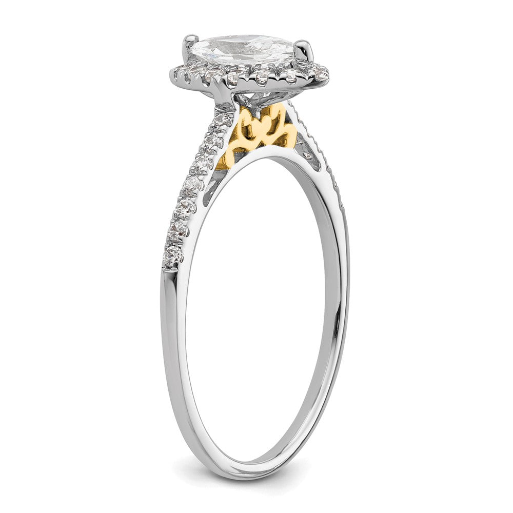 0.33ct. CZ Solid Real 14ktt Marquise Halo Engagement Ring