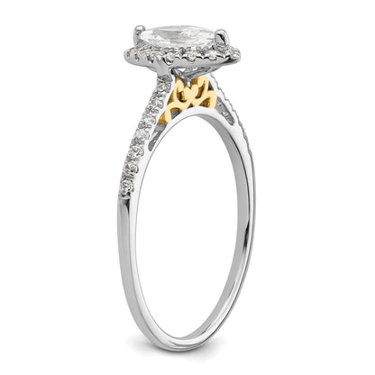 0.33ct. CZ Solid Real 14ktt Marquise Halo Engagement Ring