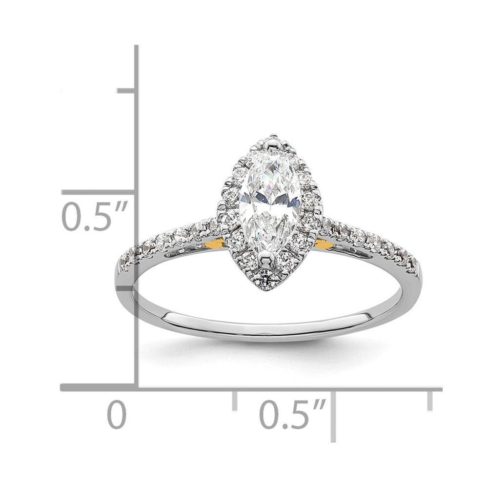 0.33ct. CZ Solid Real 14ktt Marquise Halo Engagement Ring