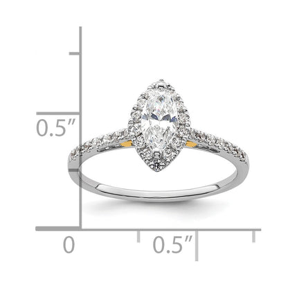 0.33ct. CZ Solid Real 14ktt Marquise Halo Engagement Ring