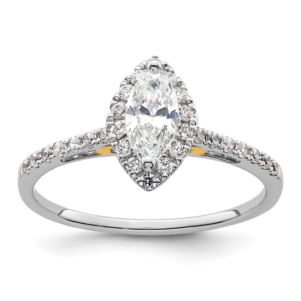 0.33ct. CZ Solid Real 14ktt Marquise Halo Engagement Ring