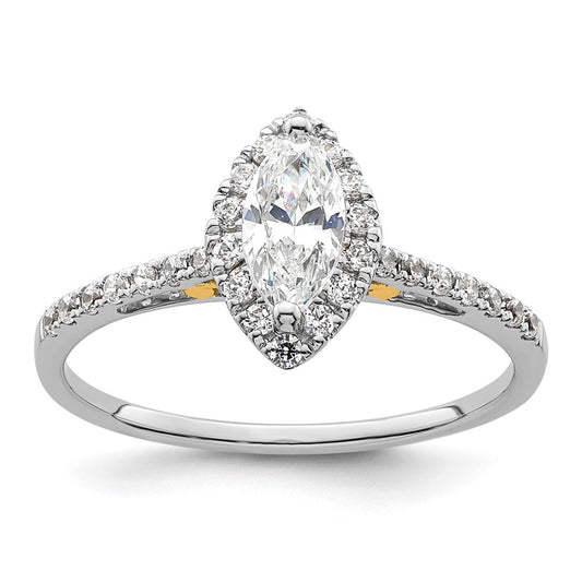 0.33ct. CZ Solid Real 14ktt Marquise Halo Engagement Ring