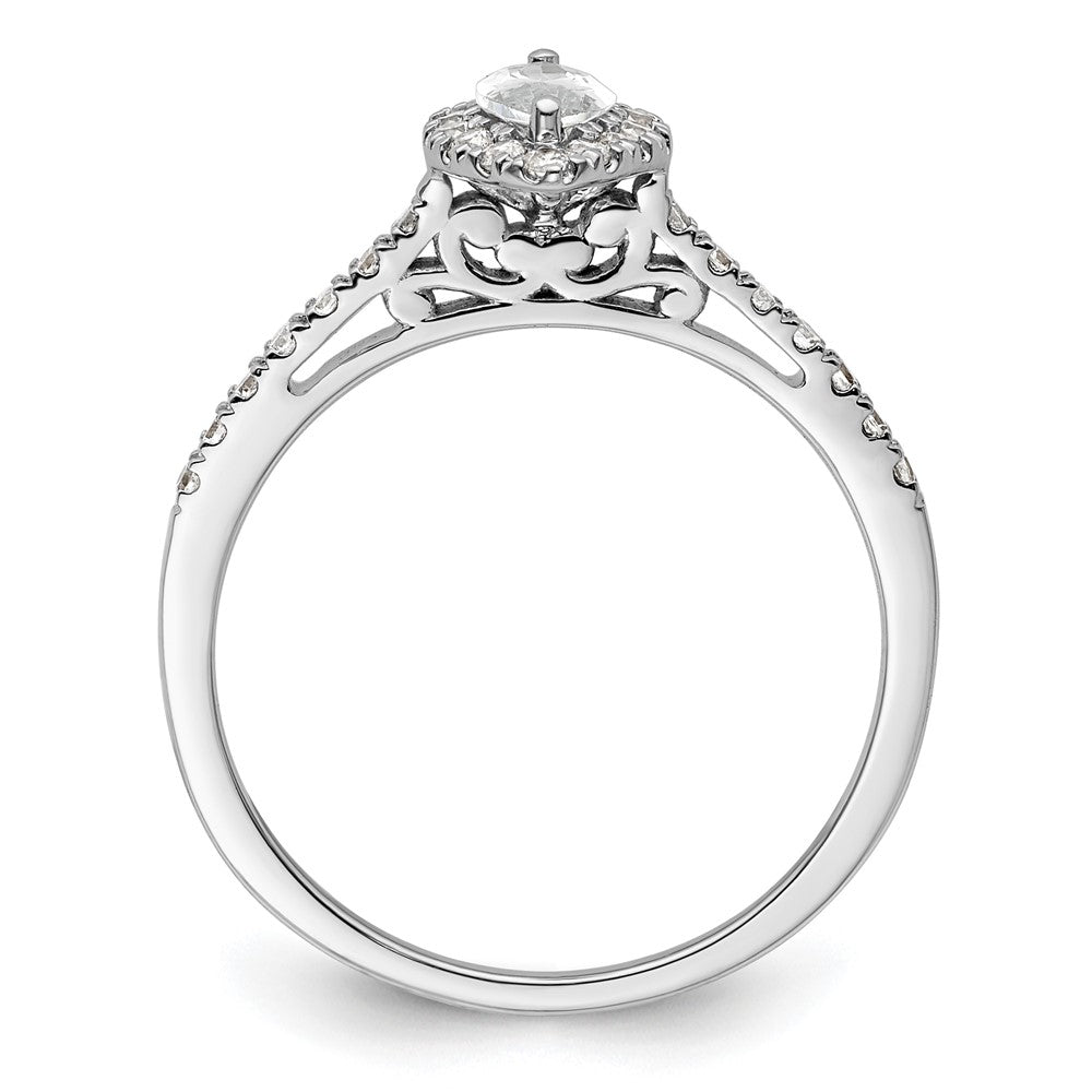 0.50ct. CZ Solid Real 14K White Gold Marquise Halo Engagement Ring