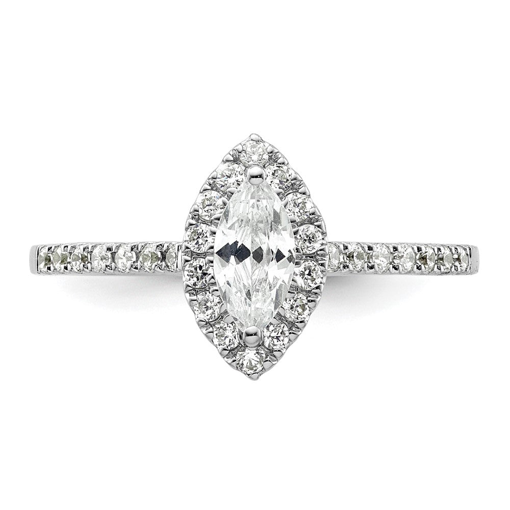 0.50ct. CZ Solid Real 14K White Gold Marquise Halo Engagement Ring