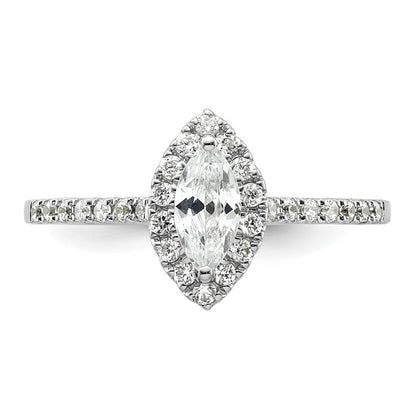 0.50ct. CZ Solid Real 14K White Gold Marquise Halo Engagement Ring
