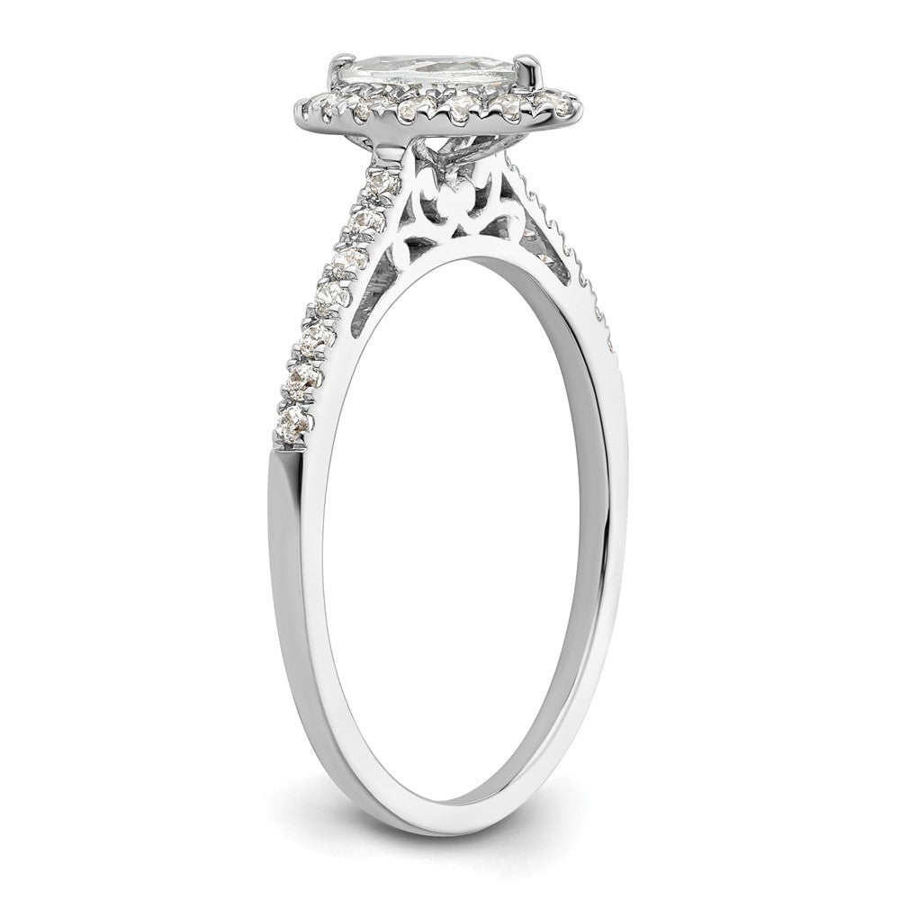 0.50ct. CZ Solid Real 14K White Gold Marquise Halo Engagement Ring