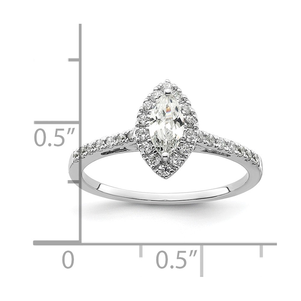 0.50ct. CZ Solid Real 14K White Gold Marquise Halo Engagement Ring