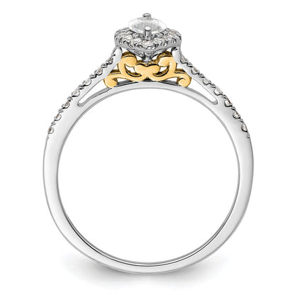 0.50ct. CZ Solid Real 14ktt Marquise Halo Engagement Ring