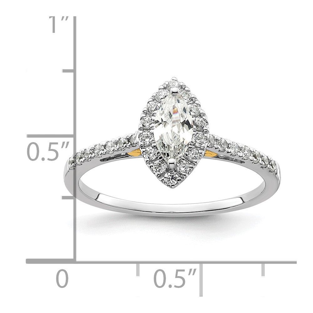 0.50ct. CZ Solid Real 14ktt Marquise Halo Engagement Ring